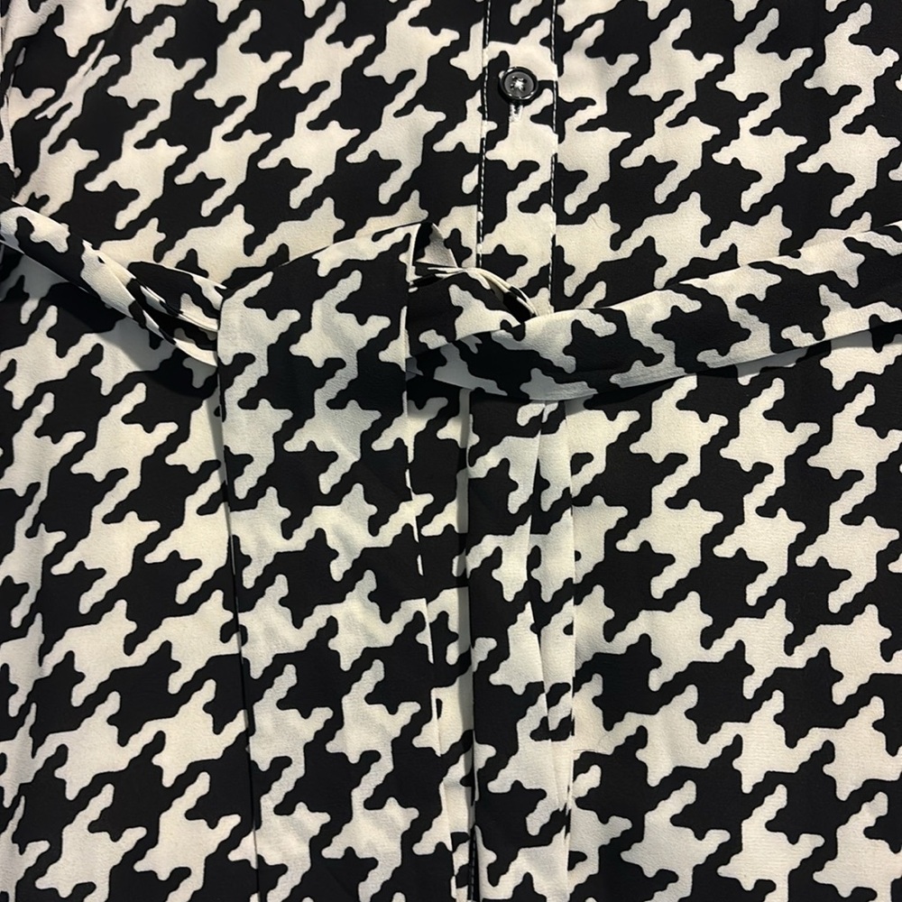 NWT Sanctuary Houndstooth Tiered Ruffle Shirt Dress - Picture 3 of 11